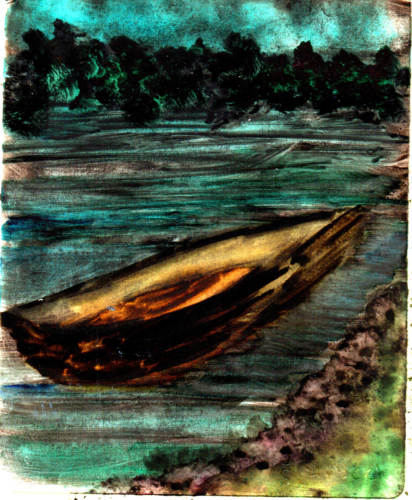 boat, art, landscape, paint, stefan hrbcek