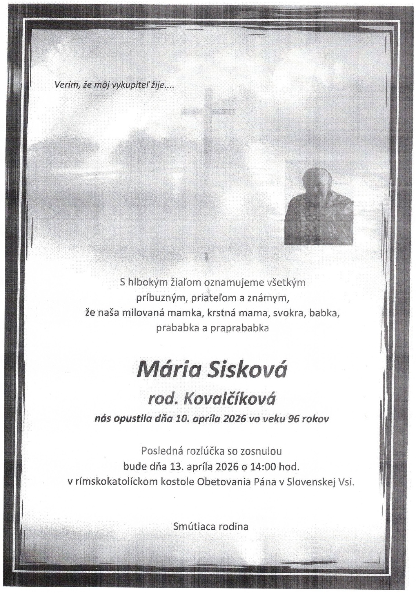 Zomrela mama bývalého p. dekana Mária Sisková